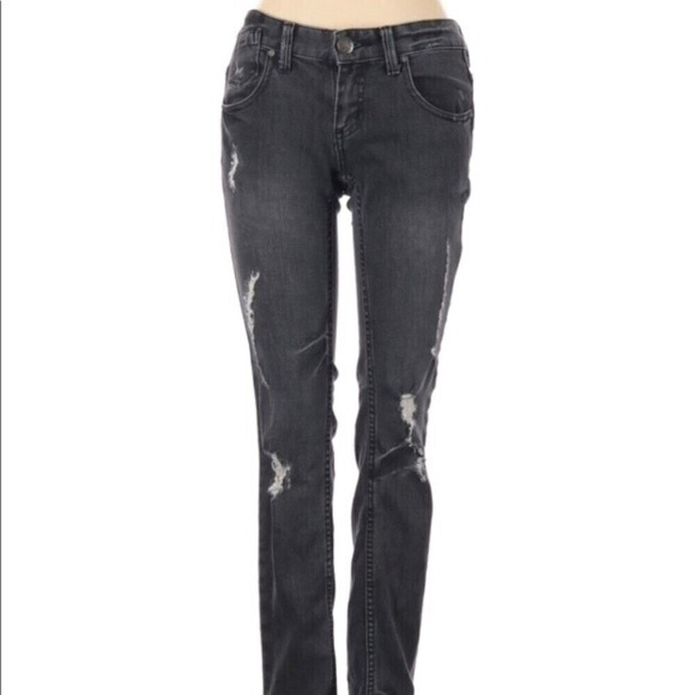 FREE People black skinny distressed jeans size 25